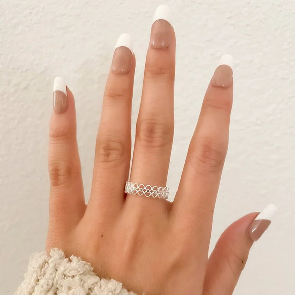 925 Sterling Silver Lace Ring Dainty Ring Band Delicate Ring Lacey Ring